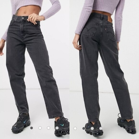 LEVI’S Women’s Dark Wash Black High Loose Tapered Leg Jeans size 24 - Picture 1 of 13